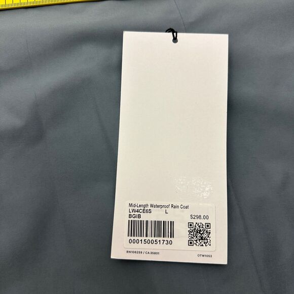 Lululemon Mid-Length Waterproof Rain Coat Jacket BGIB Belgian Blue Gray Size L - Picture 14 of 16